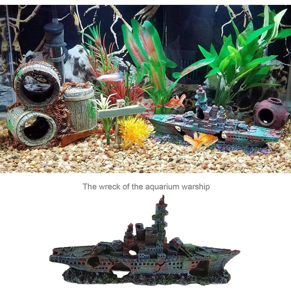 Miljøvennlig dekorasjon skipsvrak krigsskip akvarium dekorasjon su
