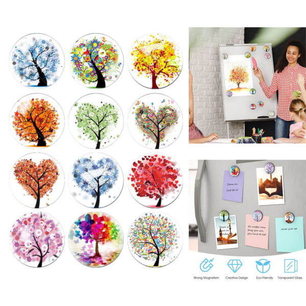 12 Tree Life Fridge Magnets, 3D Fridge Magnet for Office Cabinet