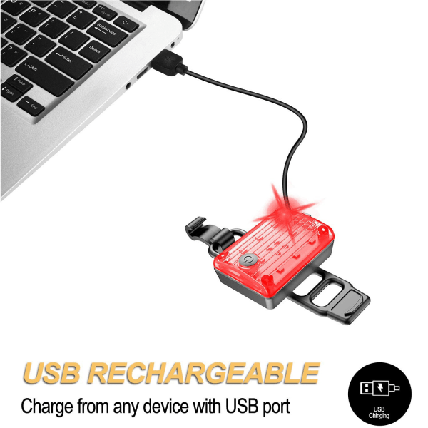2 pakker baglygter til cykel, ultra lysstærk USB genopladelig