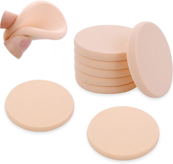 Sæt med 6 mini runde hypoallergene makeupsvampe til foundation