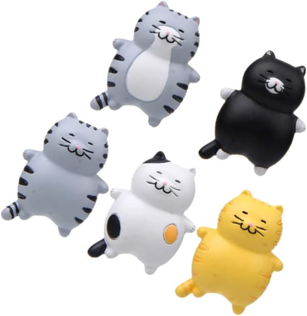 5 st magnetiska kylskåpsmagneter i form av katt A