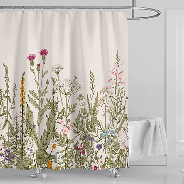 Blomster bruseforhæng (120 * 180cm) vandtæt og skimmelresistent