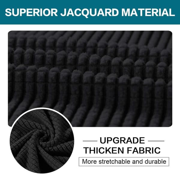 4-delers Sofadeksel for 3-seters Sofa, Sofa Trekk Myk Sofa Deksel (Svart)