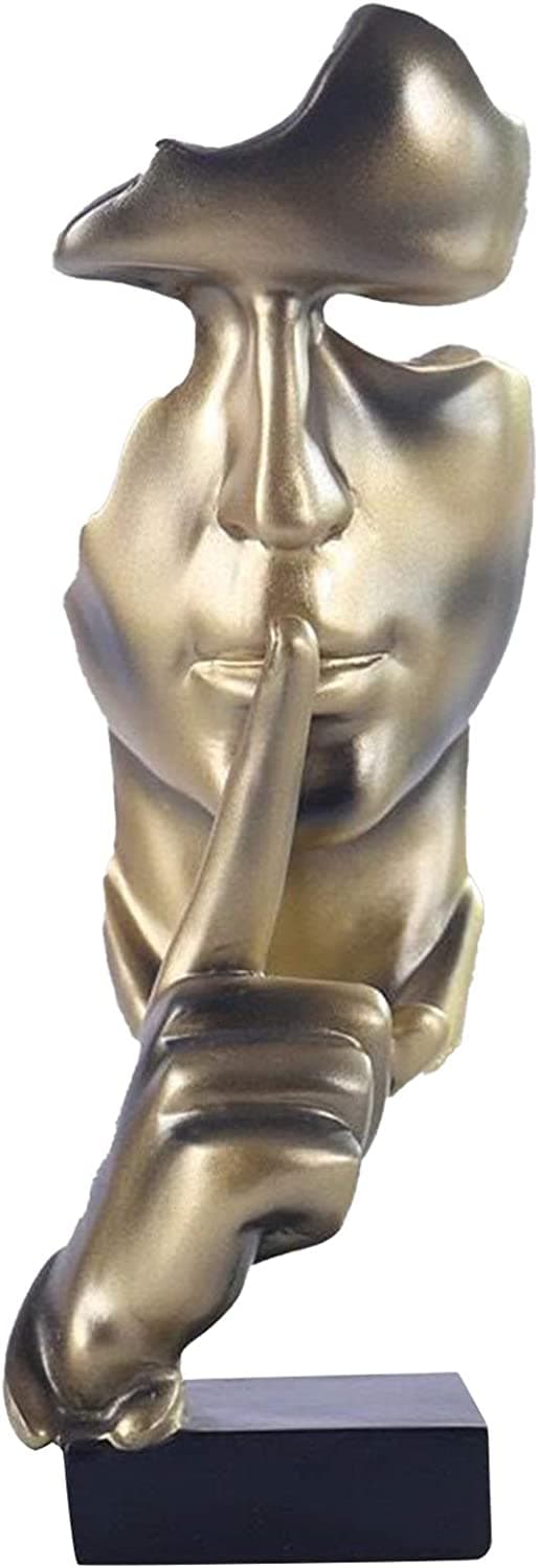 Tänkare staty, tystnad är guld abstrakt konstfigur, Moder