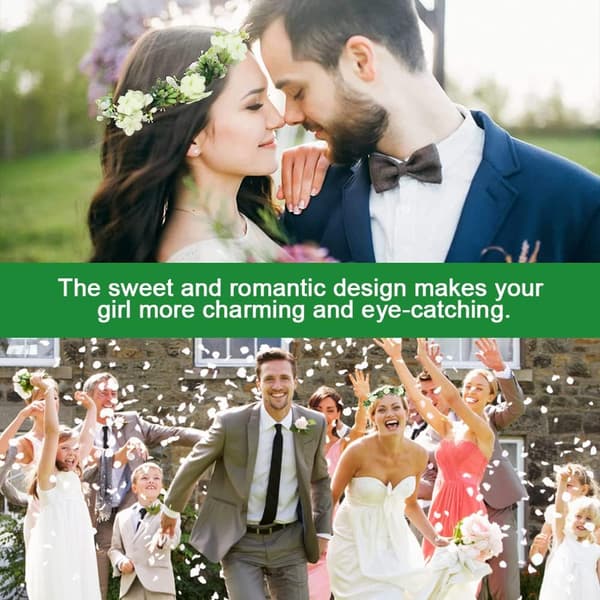 Brud Blomsterkrone Bohemian Kunstig Girlander Hodeplagg Hvit