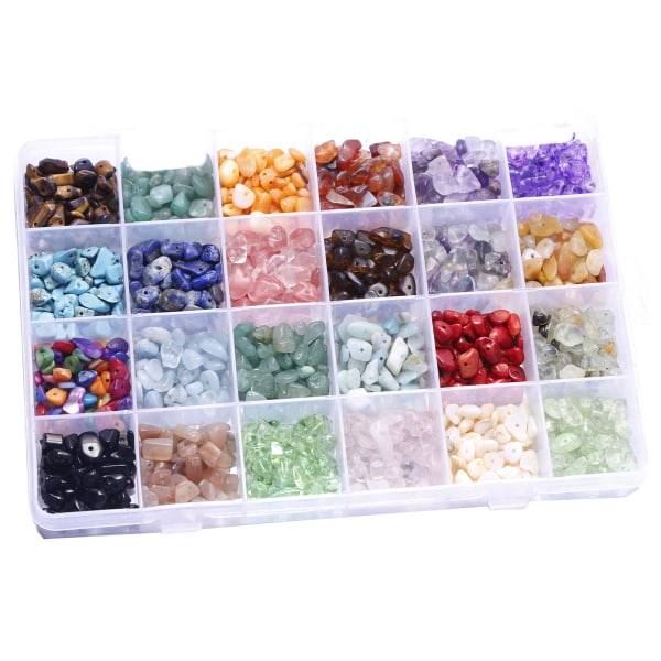 24 Farve Ædelsten Perler Natursten Chip Bead Uregelmæssig formet