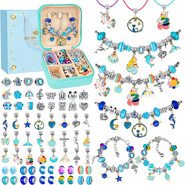 Present till flicka 5-13 år gammal barnleksak smycken barnflicka DIY Charms armbandssats gör smyckeskapande flickleksak presentidé 5 6 7 8 9 10 11 12 13 år påskpresent julklapp födelsedag