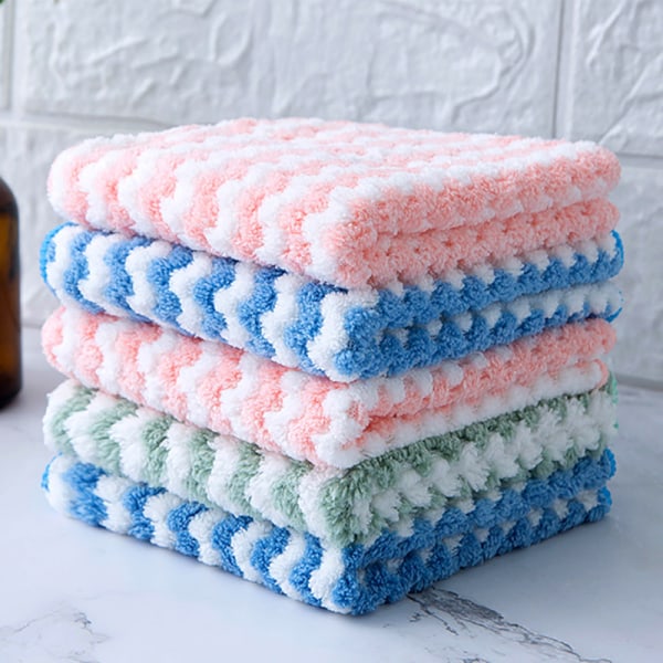 5PCS Microfiber Cleaning Cloth Rag Towel Scouring Pad Dishes