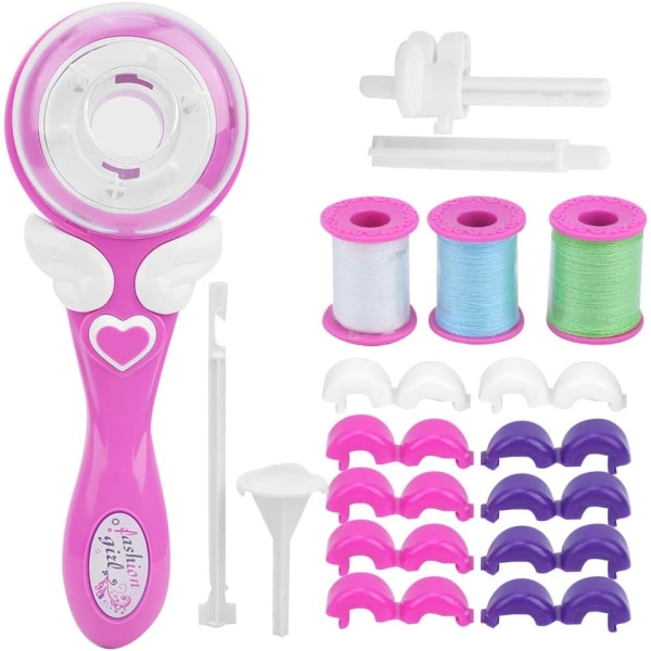 Elektrisk hårflätning (rosa) Bärbar leksak med snoddflätning