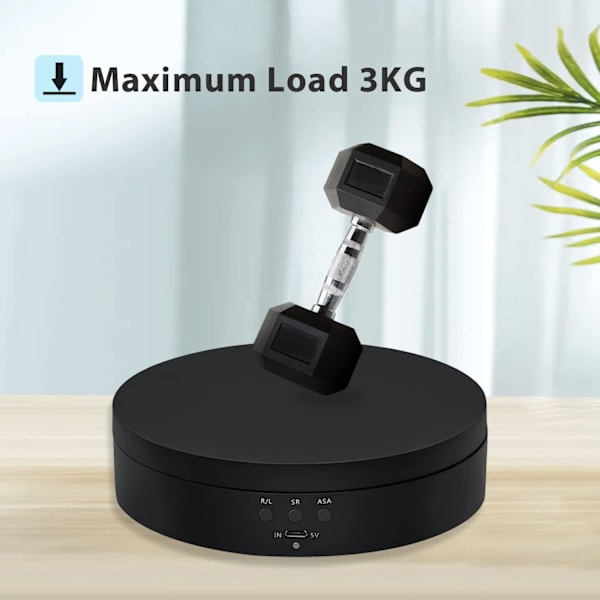Elektrisk fototurntable (svart), 3 kg 360 graders elektrisk roterande bas, displayturntable