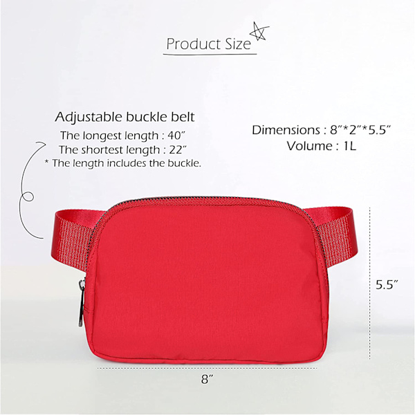 Unisex Mini Bältesväska med Justerbar Rem Liten Midjeväska för red