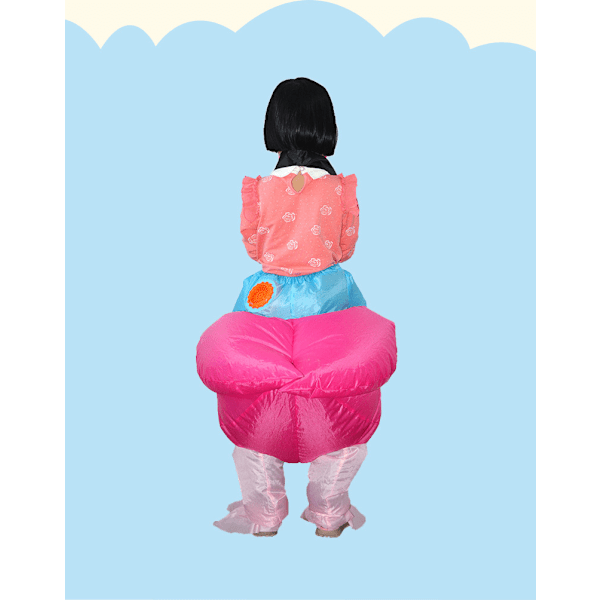 Flamingo puhallettava asu (lapset, 120-140cm), vaaleanpunainen mekko, JUHLAPUKU