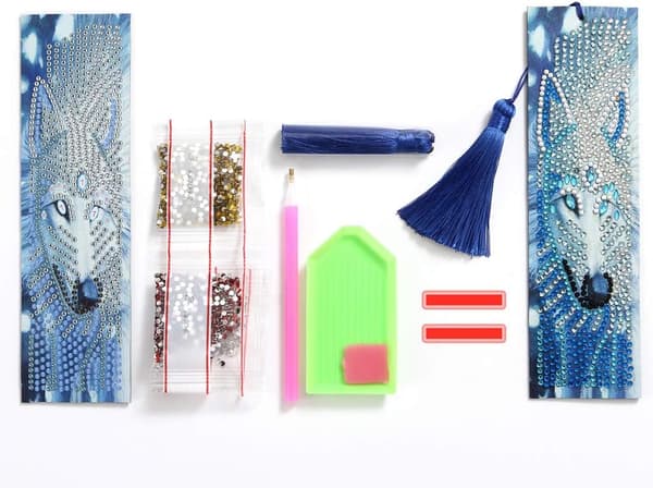 5D Diamantmaleri Bokmerke Sett (Ulven), DIY Diamantmaleri B