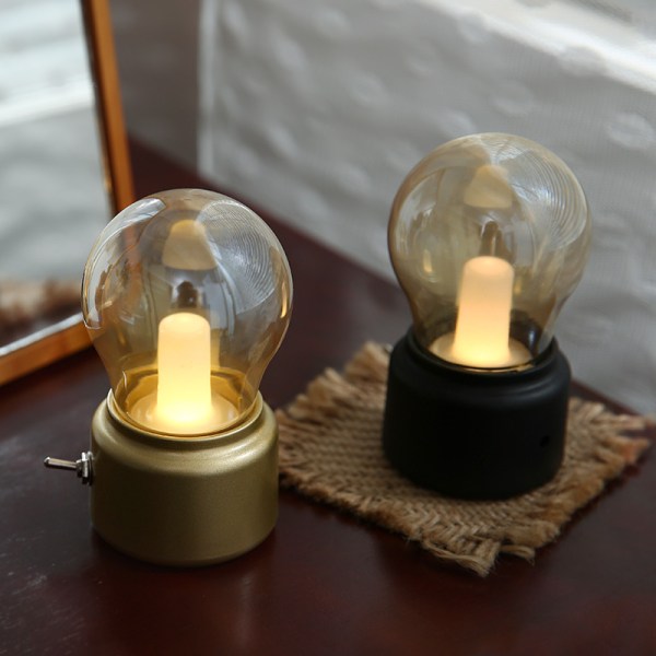 2 delar kreativ nattlampa retro glödlampa mini USB laddning wa