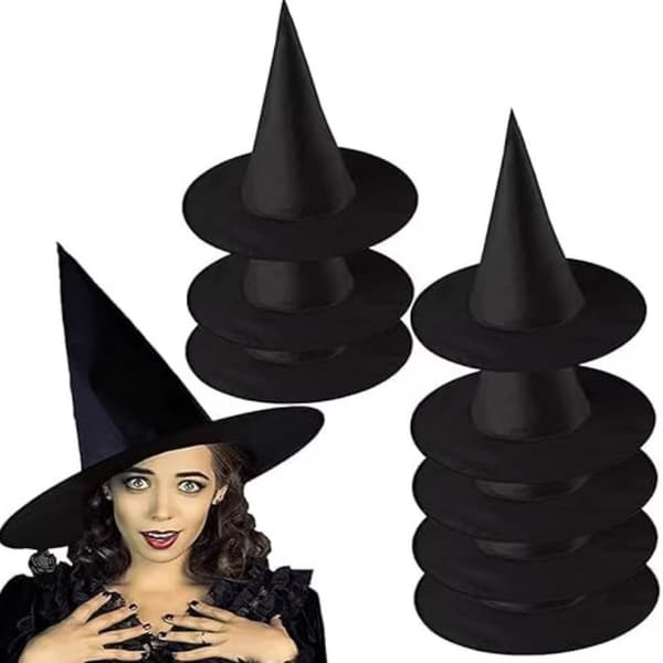 12 stk. Halloween Heksehatter, Svart