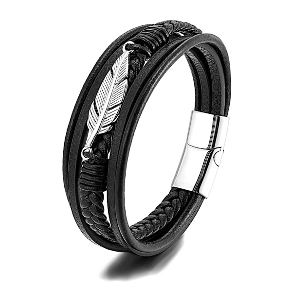 Herre læder rustfrit stål populært armbånd