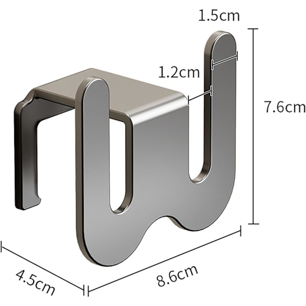 (3-pack) Grå Toffelhållare, 7,6 x 5 cm Aluminium Ingen Hålslagning Toffelhängare, Gör Ditt Rum Prydligt, Används för Sovrum