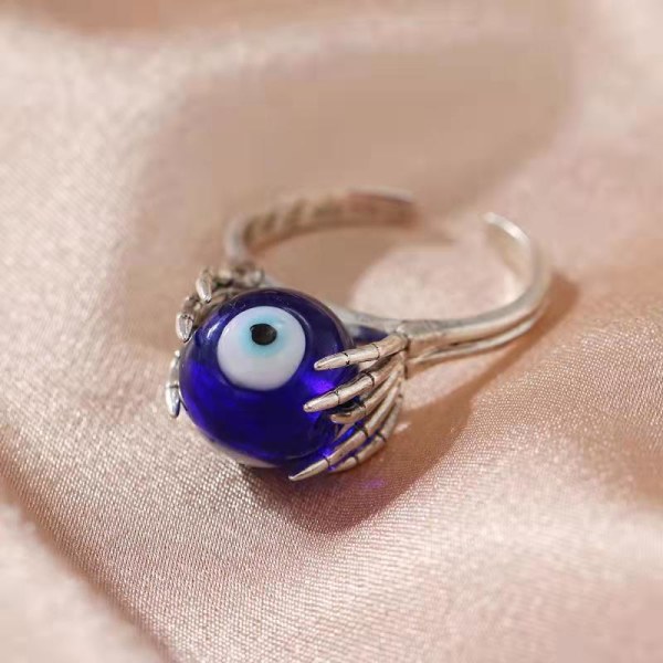 Embrace Anxiety Ring Devil's Eye Spinning Open Ring Silver