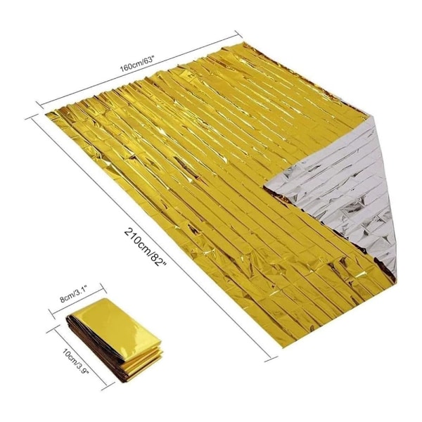 Hätäpeite - 4 KPL SETTI - Eristyspeite - 160 x 210 - PET - Alumiini - Kulta / Hopea
