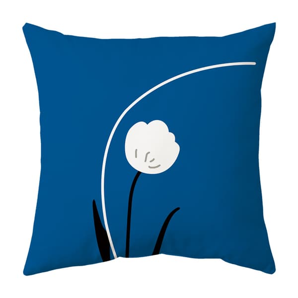 Sett med 4 dekorative puter (blomsterstil), 45 x 45 cm, med f