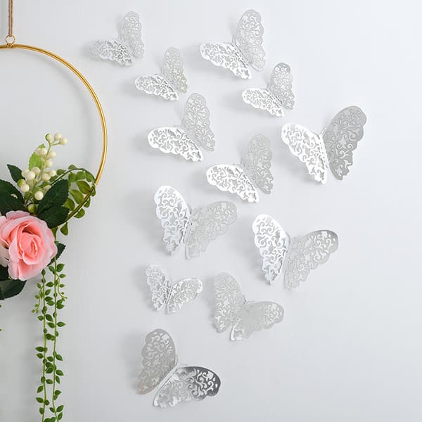 3D Butterfly Wall Sticker Set, (Guld) Størrelse L 3D Wall Decor til H