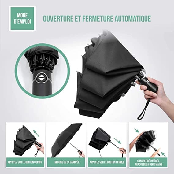 Kompakt Automatisk Inverted Paraply - Vindtåligt Vikbart Paraply