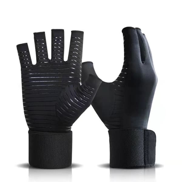 Trykkavlastede halvfingerhansker i kobberfiber for trening