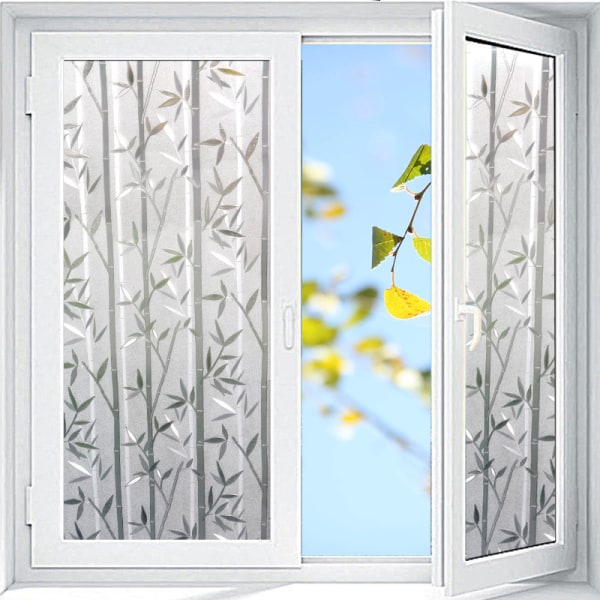 Elektrostatisk frostet vindusfilm, bambus - 30 x 100 cm - soverom