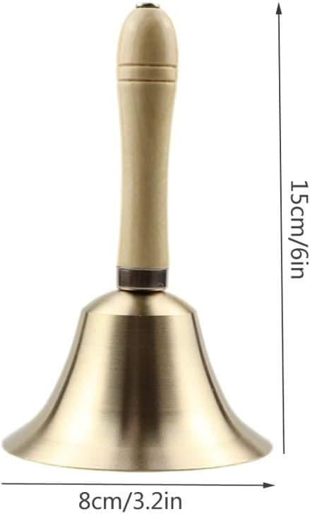 Ekstra høy solid messing håndklokke (8 cm) med trehåndtak Multi-P