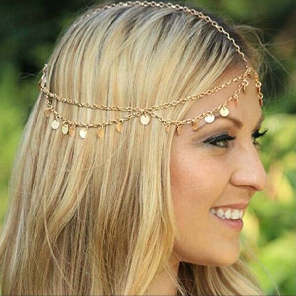 Gold Sequins Head Chain Jewelry Festival Halloween Prom puku