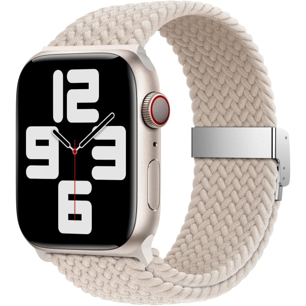 Valkoinen – kudottu solosilmukkaranneke, yhteensopiva Apple Watch 49mm 4 kanssa