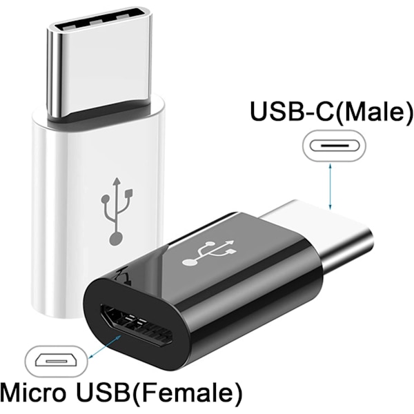 4 stk. USB C-adapter, USB C til Micro USB-adapter Type C han til