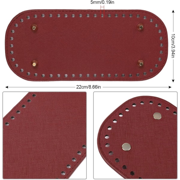 22×10CM Heklet Veskebunn, 5 Stk Heklet Veskebunn, PU Lær Heklet Veskebunn for Å Lage Håndvesker
