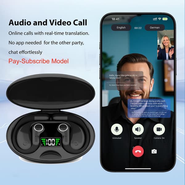 Bluetooth Headset Trådløst Headset Oversættelses Headset (Grå)
