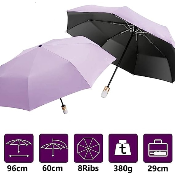 Kompakt automatisk åpen paraply, stormbestandig, bærbar paraply m
