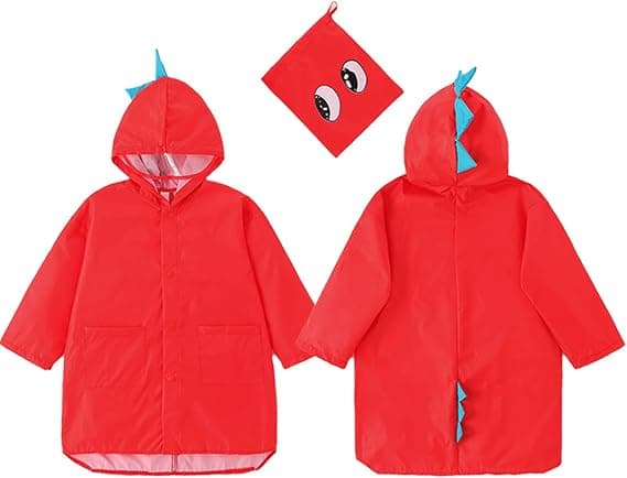 Dinosaur regnjakker for gutter og jenter (rød, høyde innen 88-95cm) c