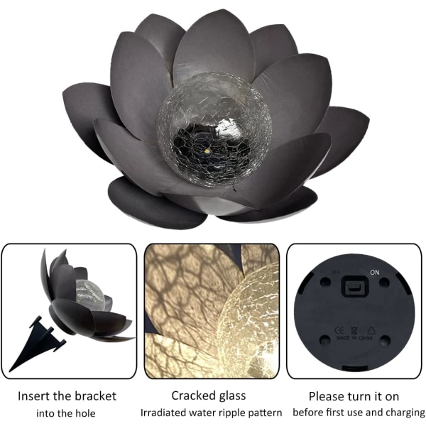 Solros Lotus Blomsterljus Utomhus Trädgårdsdekoration Bärnstensspricka