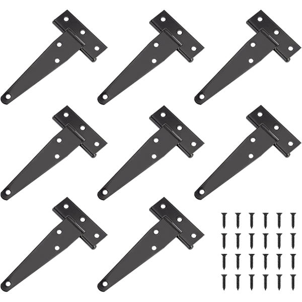 T-hængsler, 8 stk. Sort Trekantet Heavy Duty Metal Jern Lade D
