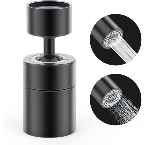 360° svingbar kranlufter, 2 justerbare moduser, solid messing kjøkkenkran, roterende bryter, skumdusjfilter, spareadapter for toalett, bad (lakkert kran)