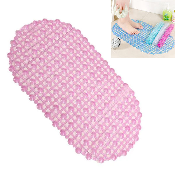 Badeværelses Anti-slip Måtte - Transparent Boble Måtte - Pink - 66*37cm - 1 stk