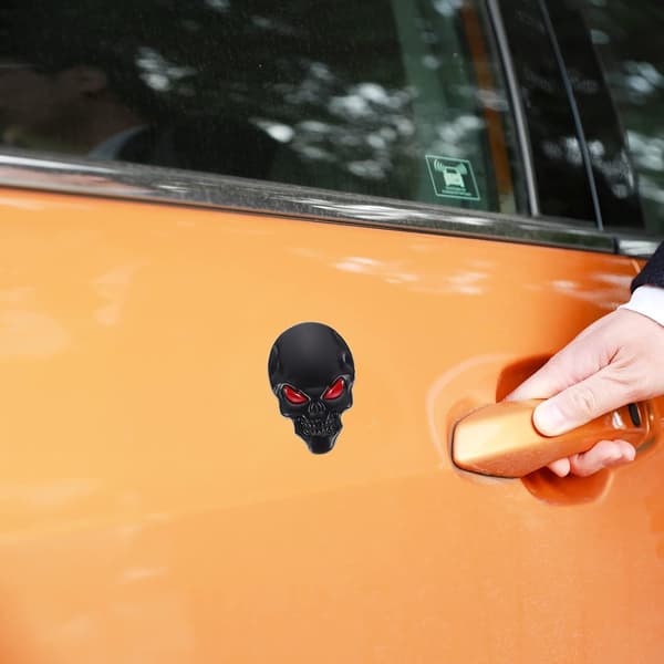 3D Metal Black Skull Sticker Auto Logo Emblem Badge Decal