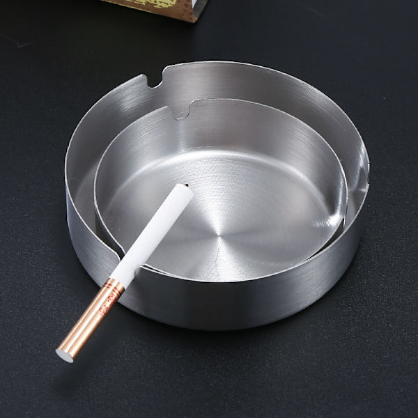 Rostfritt stål askkopp utan lock, diameter 12cm, hemliv