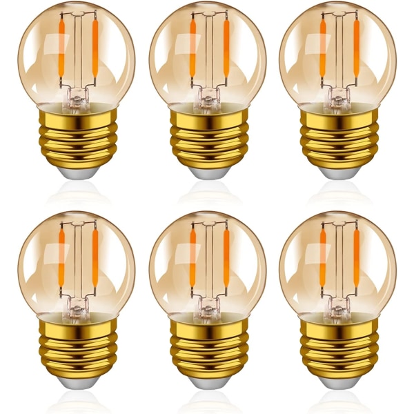 G40 LED Retro Edison Filamentpære Mini Globe 1W (E27, 6-pakning)