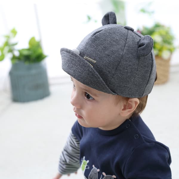 Barne Baby Bunny Rabbit Visor Baseball Cap Bomull Mørk Grå