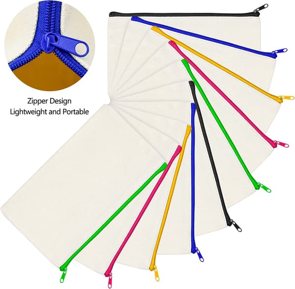 10 st tygpåsar DIY tomma canvas sminkväskor 21 x 12 cm Pack C