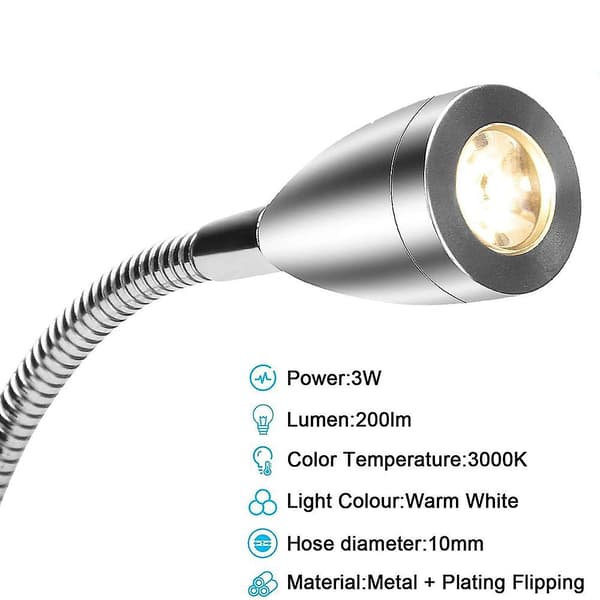 Sengelampe, justerbar hode Minimalistisk LED-sengelampe