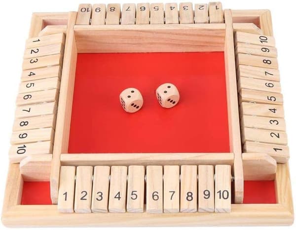 Knowing Wooden Closed Box Game, Shut The Box Game, 4 Player Digit