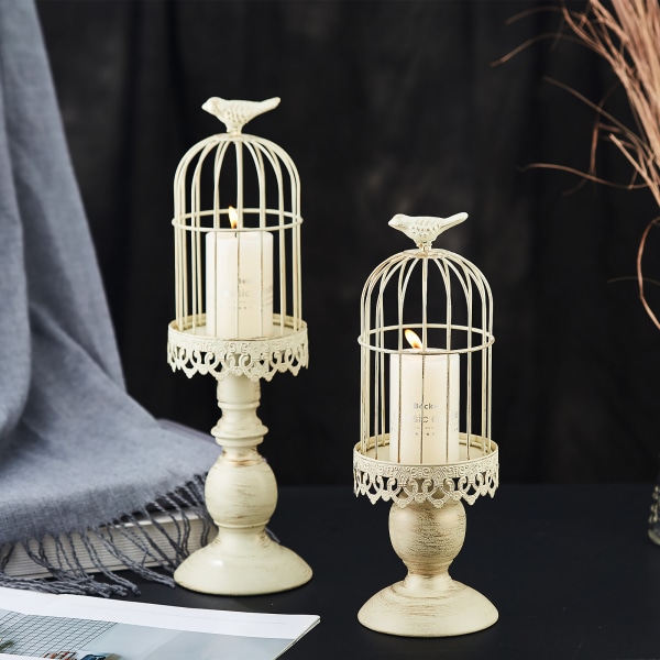 Vintage Bird Cage -kynttilänjalka, koristeelliset kynttilänjalat Weddinille
