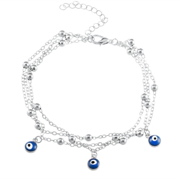 1 STK (sølv, blå øjne) Ankelperle Ankelkæde Armbånd Perler Kæde