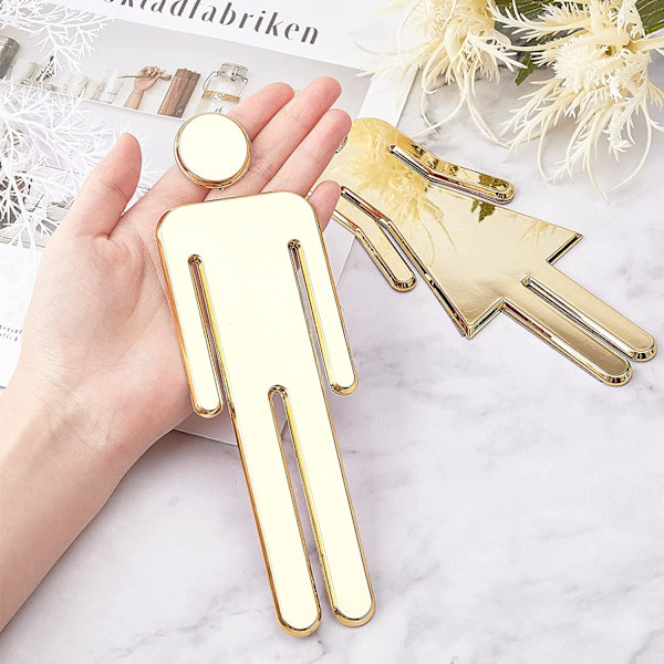 Naisten ja herrojen itseliimautuvat WC-oven kyltit, kylpyhuoneen oven kyltit kotiin, hotelliin, toimistoon, kauppaan, pysäköintiin, ravintolaan (kulta)